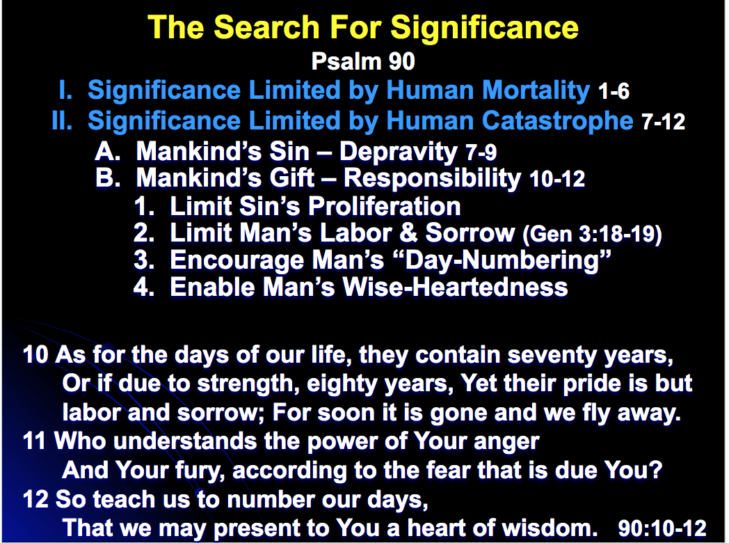 Coastal Christian | The Search for Significance | Psalm 90 | Dr. Dick Emmons